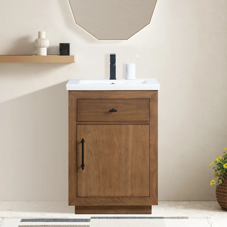 24'' Free Standing Single Bathroom Vanity with Ceramic Top