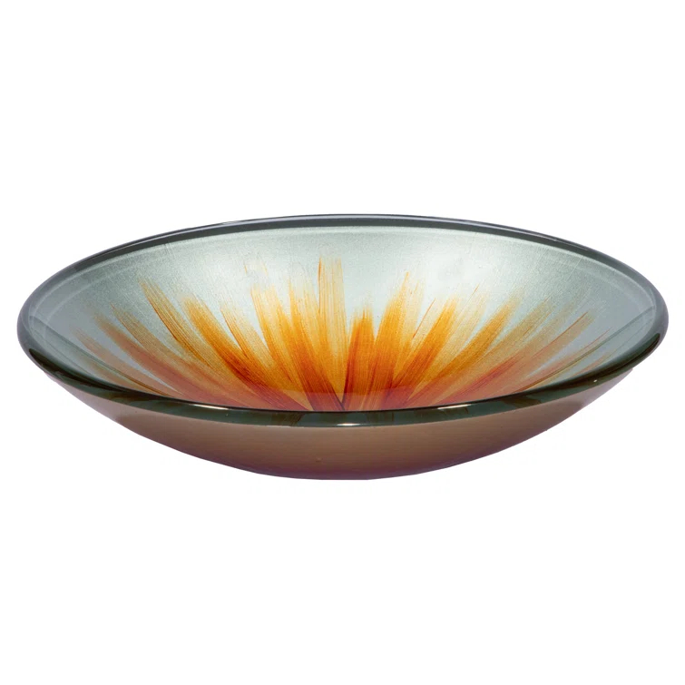 Eden Bath 18'' Orange Tempered Glass Circular Bathroom Sink