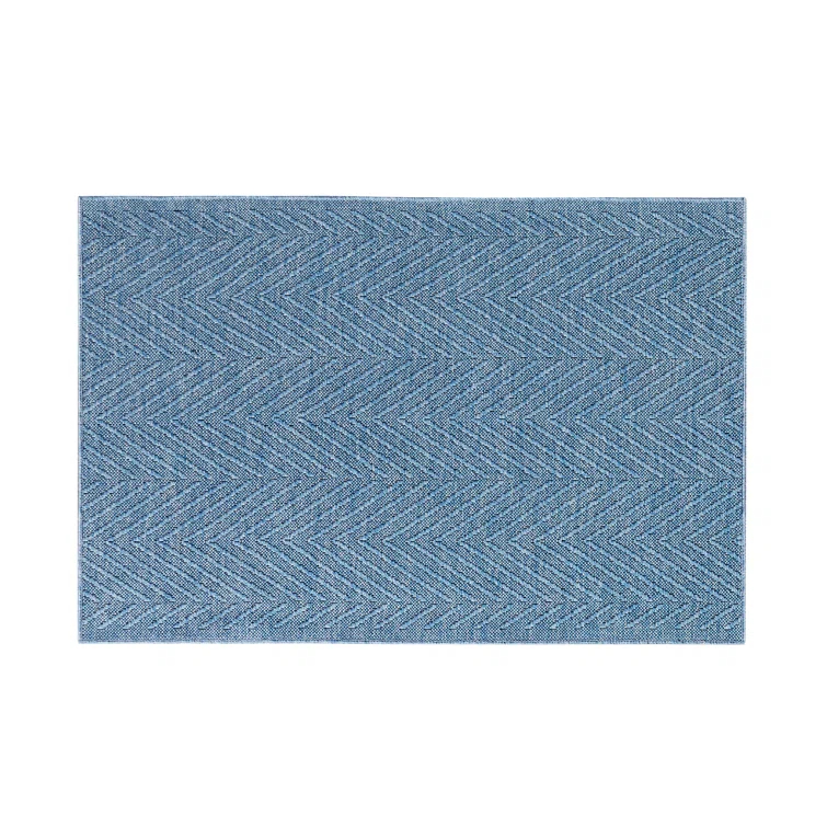 TOWN & COUNTRY BASICS Pax Herringbone Textured Solid Machine Washable Area Rug Blue