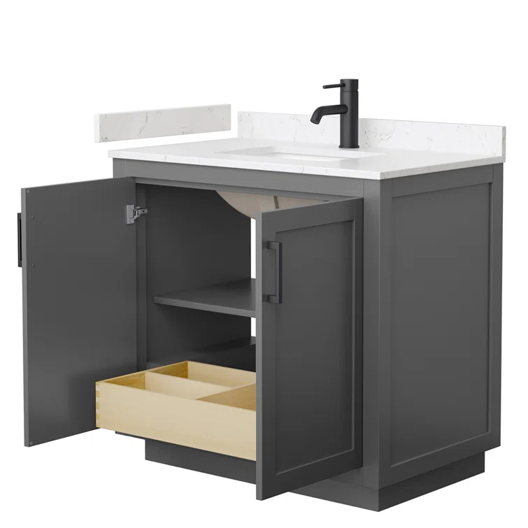 Wyndham Collection Miranda 36" Freestanding Single Bathroom Vanity with Cultured Marble Top