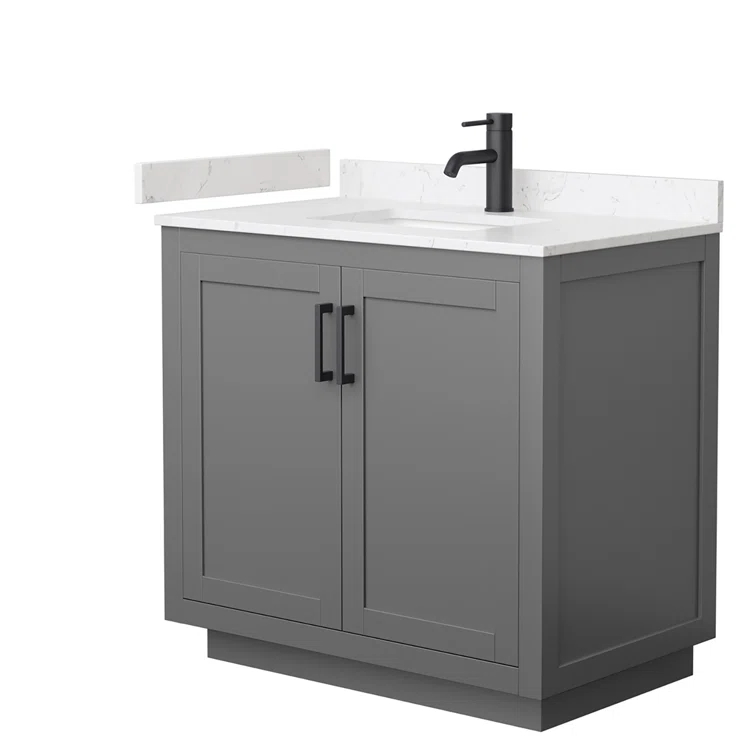 Wyndham Collection Miranda 36" Freestanding Single Bathroom Vanity with Cultured Marble Top