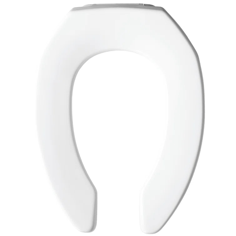 Commercial Heavy Duty Open Front Toilet Seat, Slow Close, Never Loosens, ELONGATED, Plastic, White