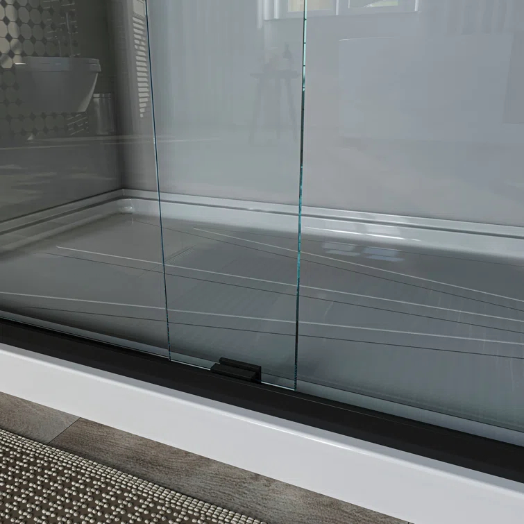 60'' - W x 72'' H Door Semi-Frameless Shower Door with Two Handles