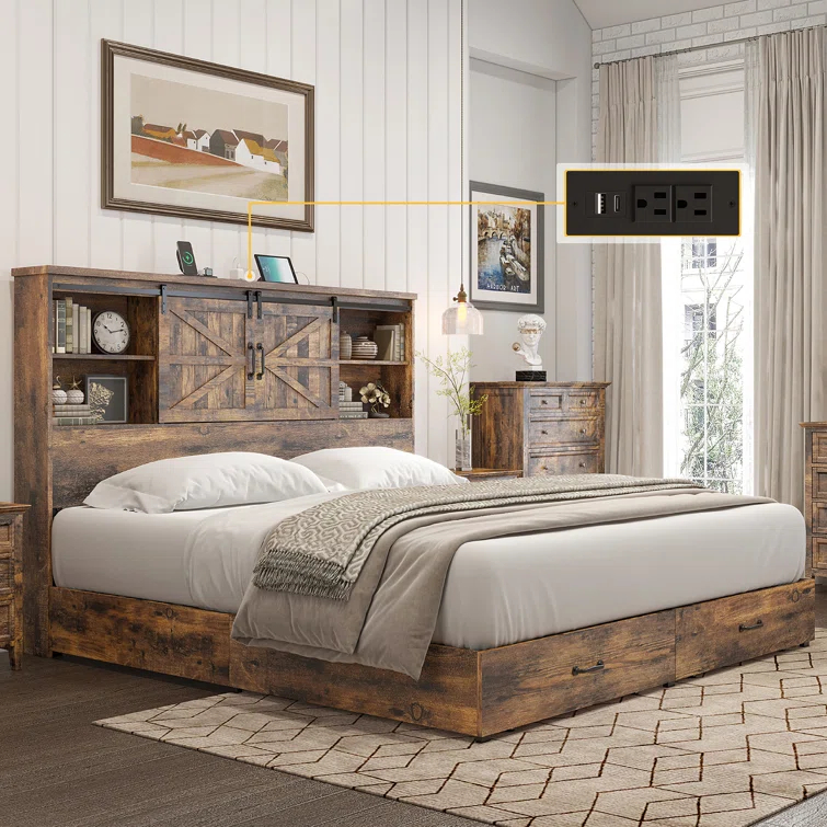 Trent Austin Design® Tryston Sherell Wooden Bookcase Full Bed Frame, Rustic Brown