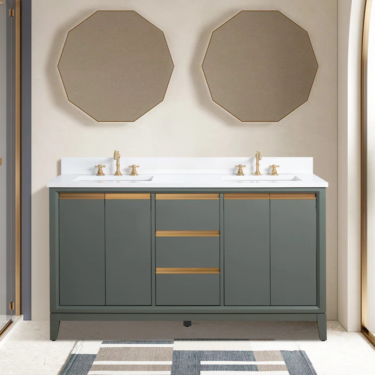 Vanity Art 60 Double Bathroom Vanity with Top