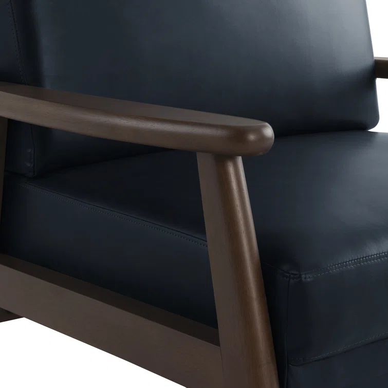 36.6" Modern Solid Wood Accent Chair Upholstered in Faux Leather