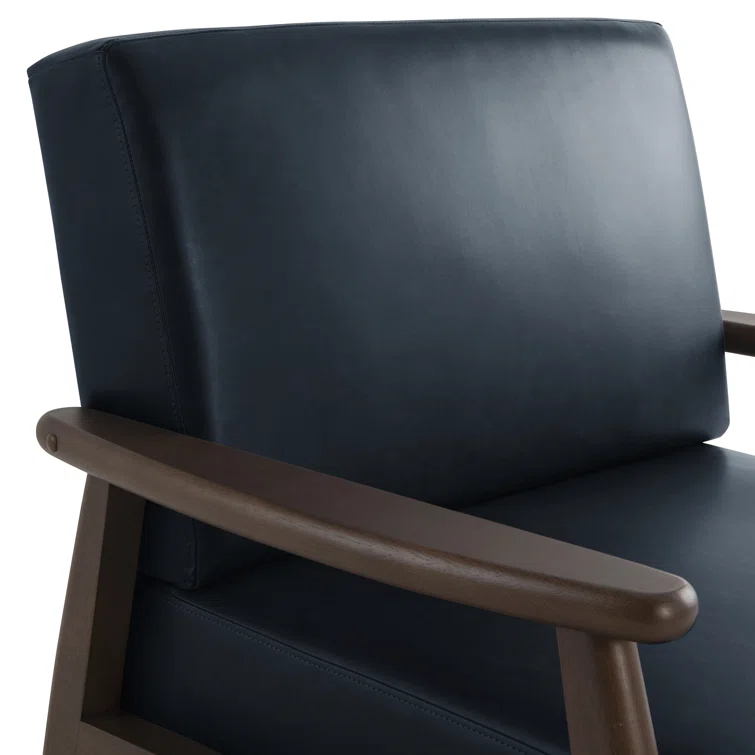 36.6" Modern Solid Wood Accent Chair Upholstered in Faux Leather