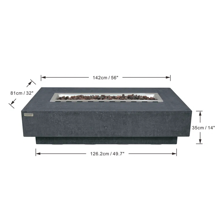 Gray Gas Free-Standing Fire Pit Table with Lava Rocks
