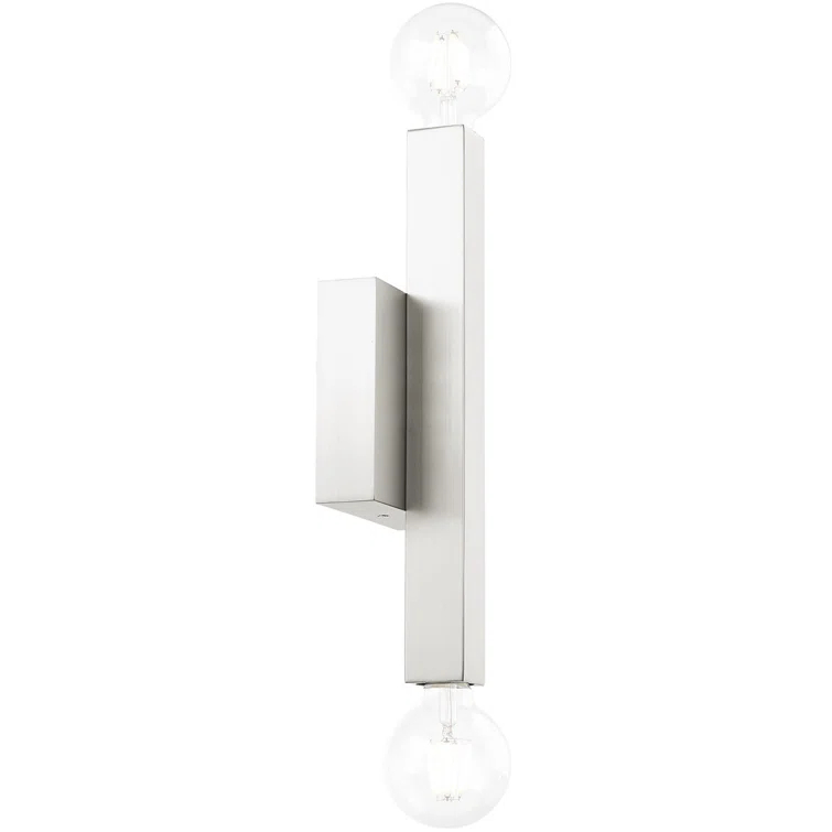 2-Light Brushed Nickel ADA Wall Sconce: with Stainless Steel Base for Modern Lighting