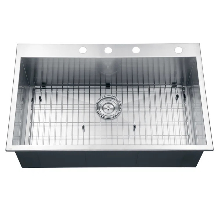 Ruvati 33 x 22 inch Drop-in Topmount Zero Radius Stainless Steel Kitchen Sink Single Bowl - 4 holes