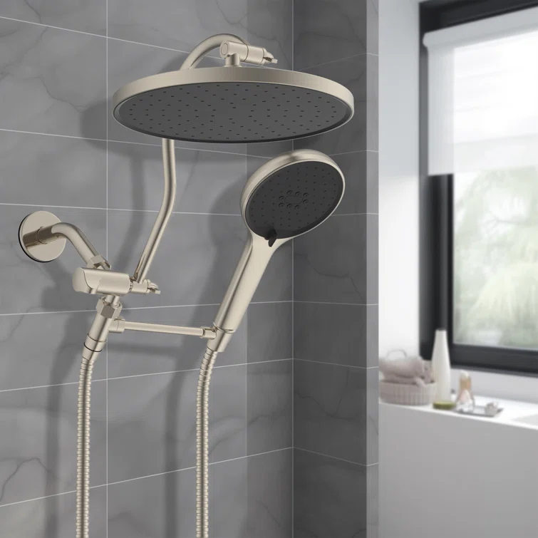 Self-cleaning 10" High Pressure Rainfall Shower Head with Hand Sprayer