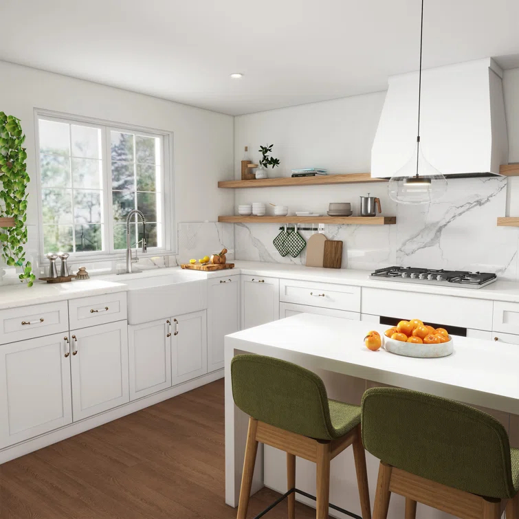 CASAINC Single Bowl White Fireclay Farmhouse Kitchen Sink With Faucet Included