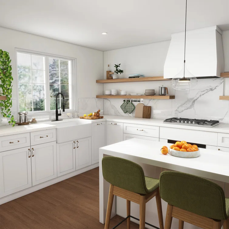 CASAINC Single Bowl White Fireclay Farmhouse Kitchen Sink With Faucet Included
