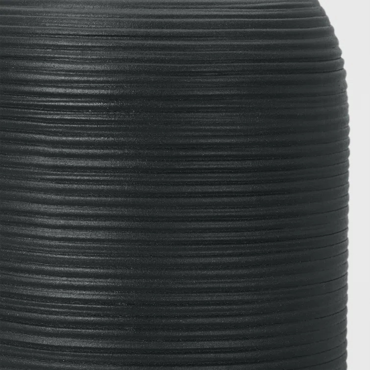 Rough Black Ceramic Table Lamp with White Linen Shade