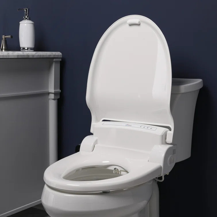 Bio Bidet by BEMIS 7ZBB1000R DRY BB1000 Round Bidet Toilet Seat, Electric, Warm Water with Air Dryer + 6 Bidet Towels