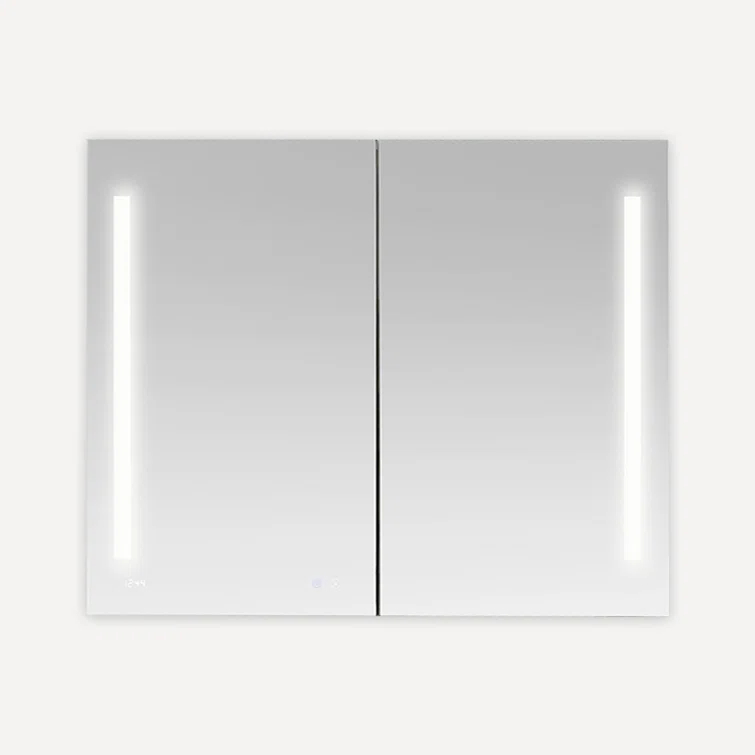 AQUADOM Signature Royale LED Medicine Cabinet with Defogger, Electrical Outlets, Digital Clock, Dimmer, Adjustable LED 3X Magnifying Mirror