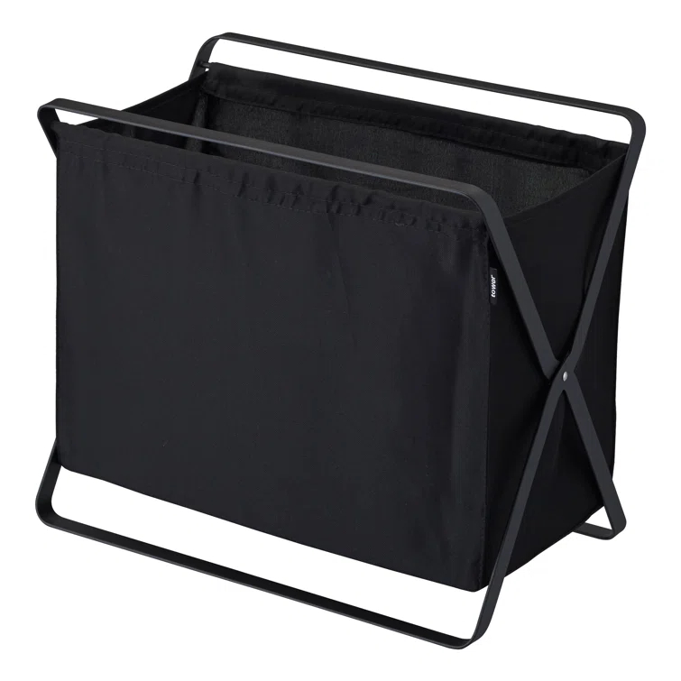 Yamazaki Home Laundry Basket - Foldable Storage Hamper Organizer, Steel, 10.9 gallons, Handles