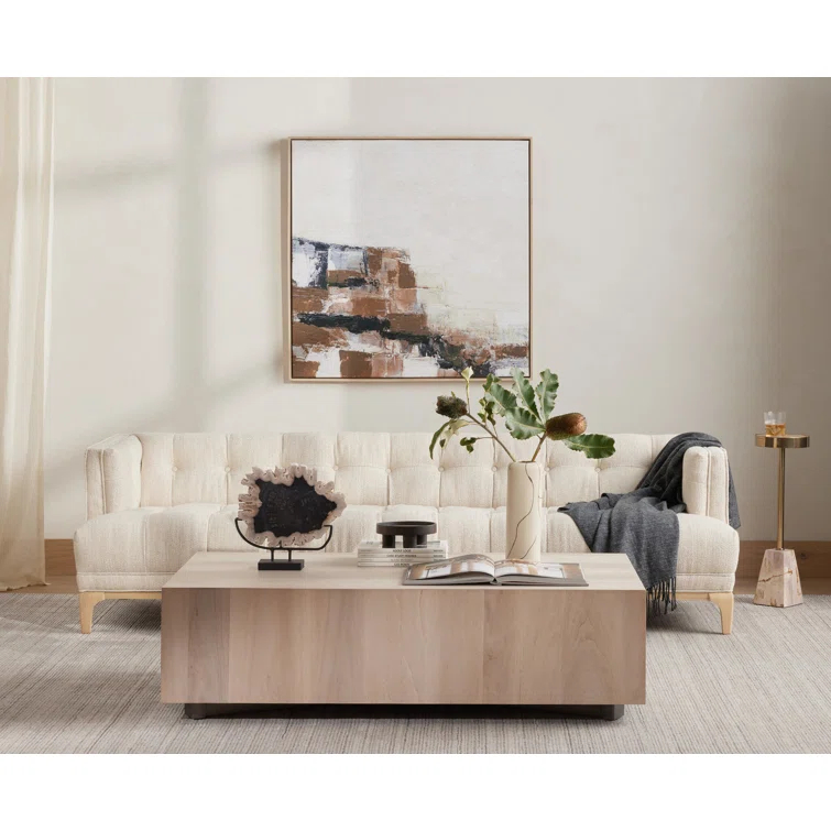 Hudson Modern Rectangular Brown Wood Coffee Table with Storage