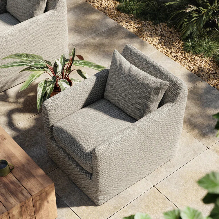 Gray Swivel Dining Chair with Cushions