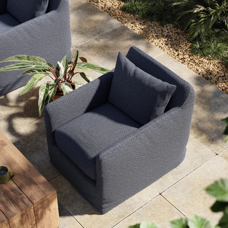 Blue Swivel Dining Chair with Cushions