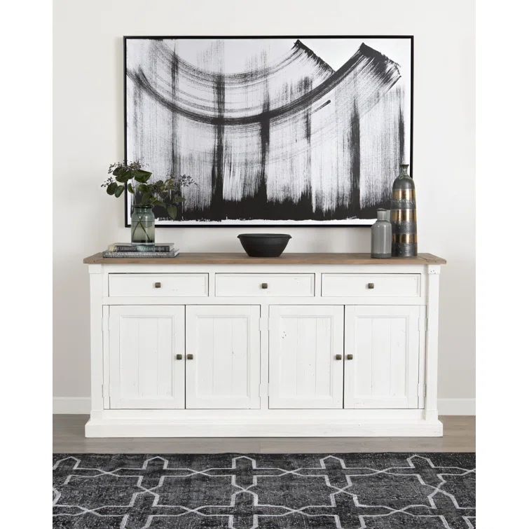 Cintra Modern Farmhouse 70.75'' Brown and White Sideboard