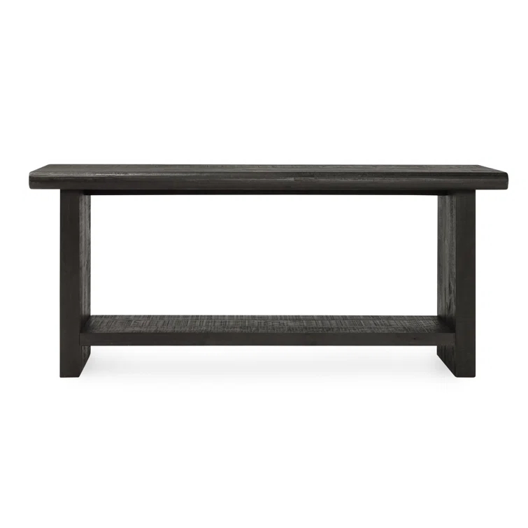Larson 68" Black Solid Pine Wood Console Table with Shelf