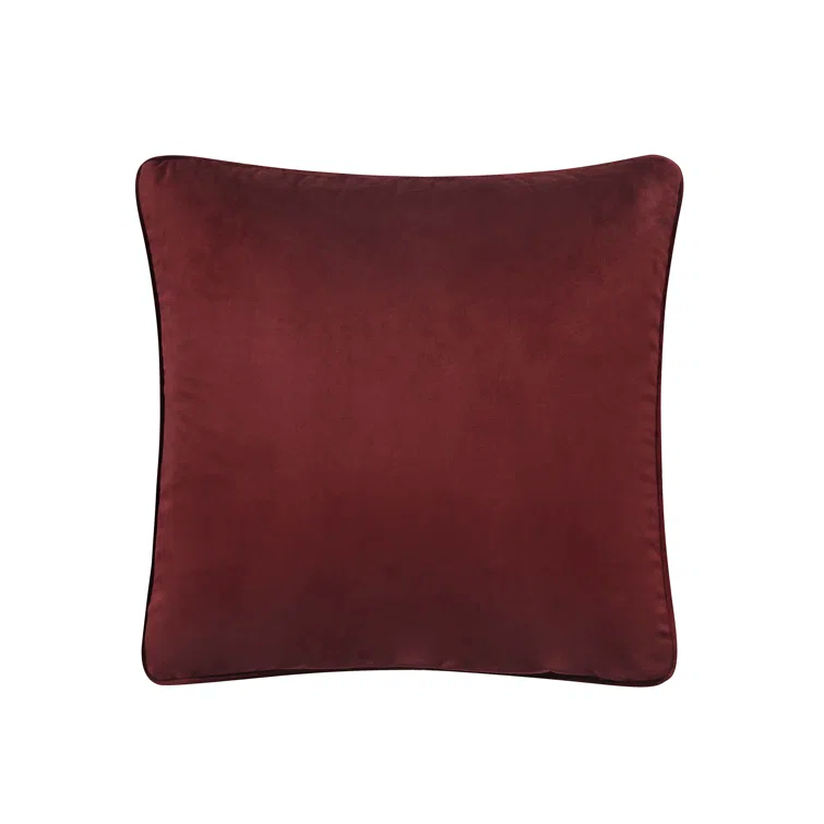 Crimson and Gold Velvet Boho-Chic Square Throw Pillow