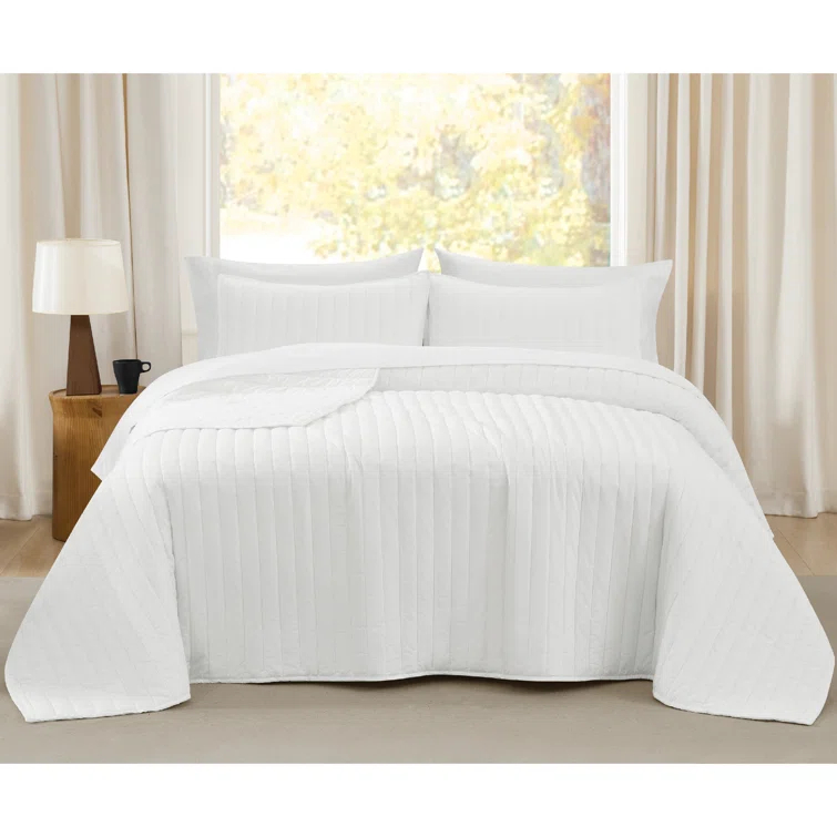 Brooklyn Loom Oversized Cotton Percale 3 Piece Quilt Set