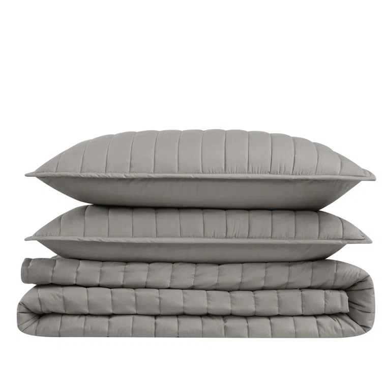 Brooklyn Loom Oversized Cotton Percale 3 Piece Quilt Set