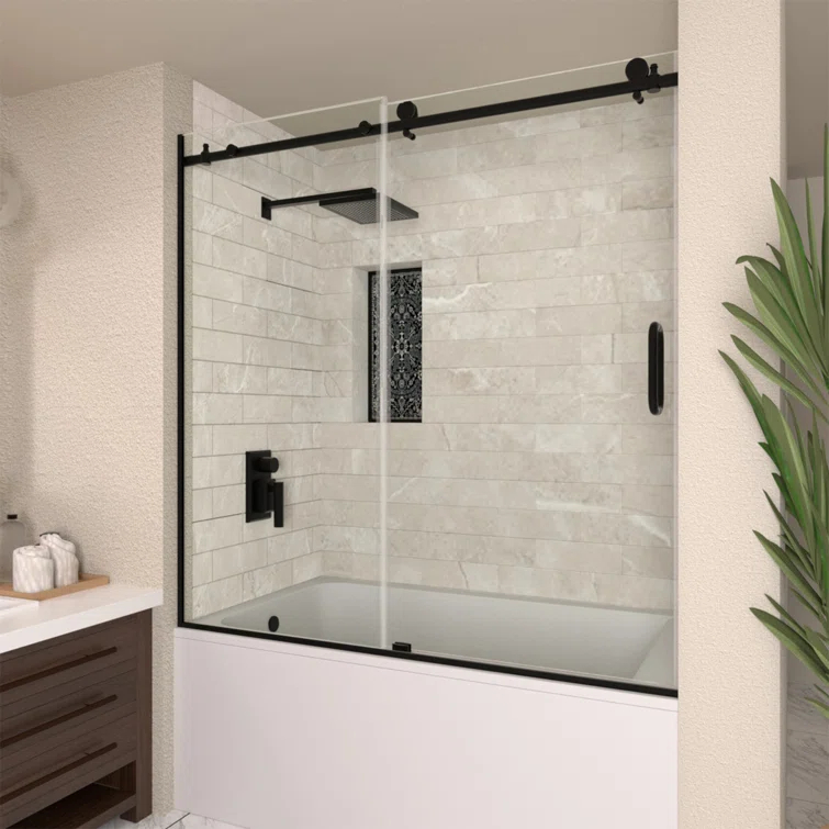 60'' - W x 60'' H Door Semi-Frameless Tub Door with