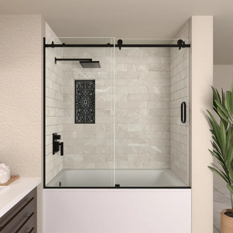 60'' - W x 60'' H Door Semi-Frameless Tub Door with