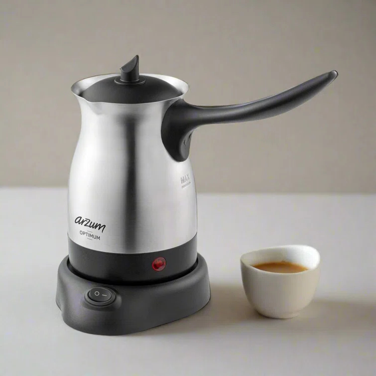 Cezve Electric Turkish Coffee Maker, Stainless Steel, Boil-dry Protection, Lid For Extra Protection, Cordless Use, 1 To 4 Cups, 120v, 3-pin Us-plug, 800w