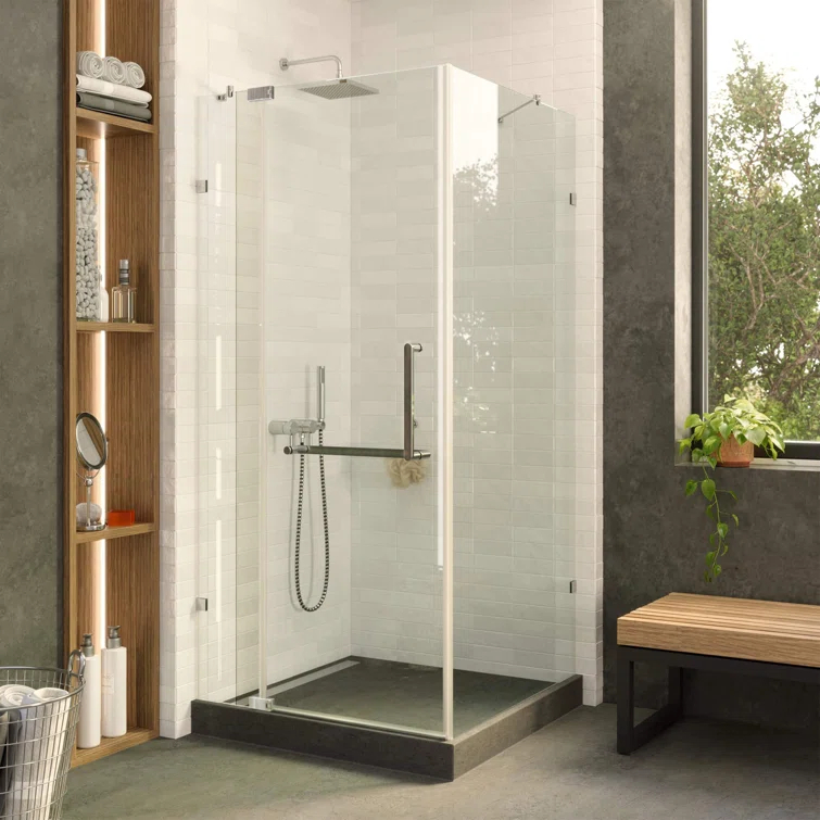 Frameless Shower Enclosure Hinged Tempered Glass - 40" W x 40" D x 74" H