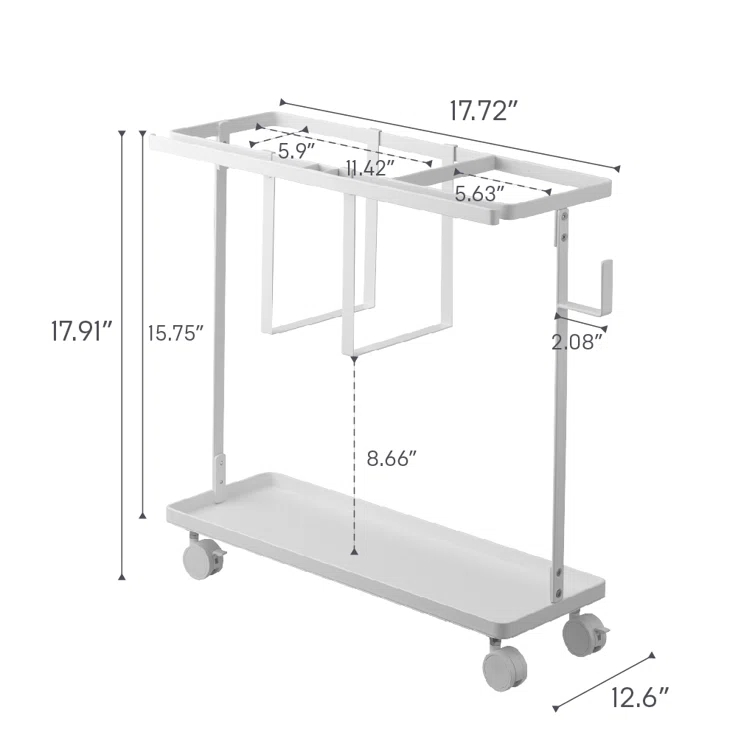 Yamazaki Home 1989 Yamazaki Home Fitness Equipment Storage Cart, Steel, Holds 16.5 Lbs, Wheels