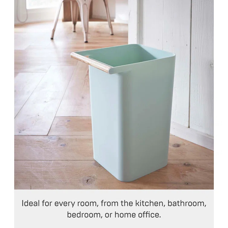 Como Yamazaki Home Slim Square Trash Can Garbage Waste Basket For Bathroom or Kitchen, 2.5 gallons