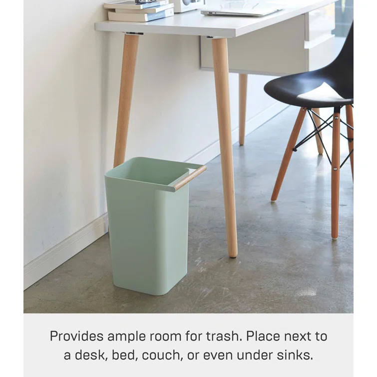 Como Yamazaki Home Slim Square Trash Can Garbage Waste Basket For Bathroom or Kitchen, 2.5 gallons
