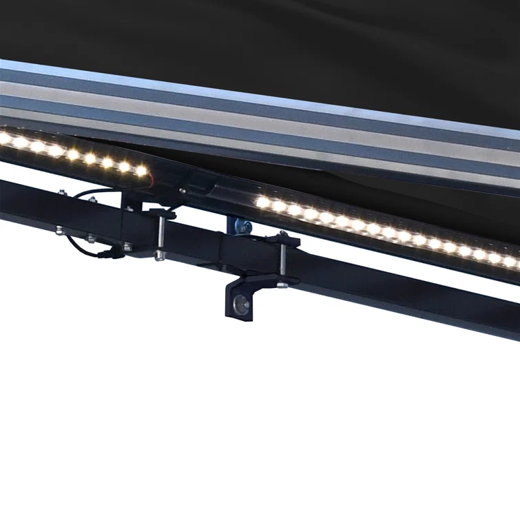 Semi-Cassette Patio Awning with LED Lights - Moroccan Collection