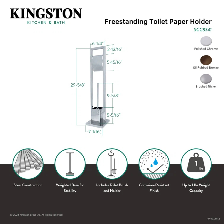 Kingston Brass SCC8341 Kingston Brass Edenscape Freestanding Toilet Paper Holder with Brush and Holder