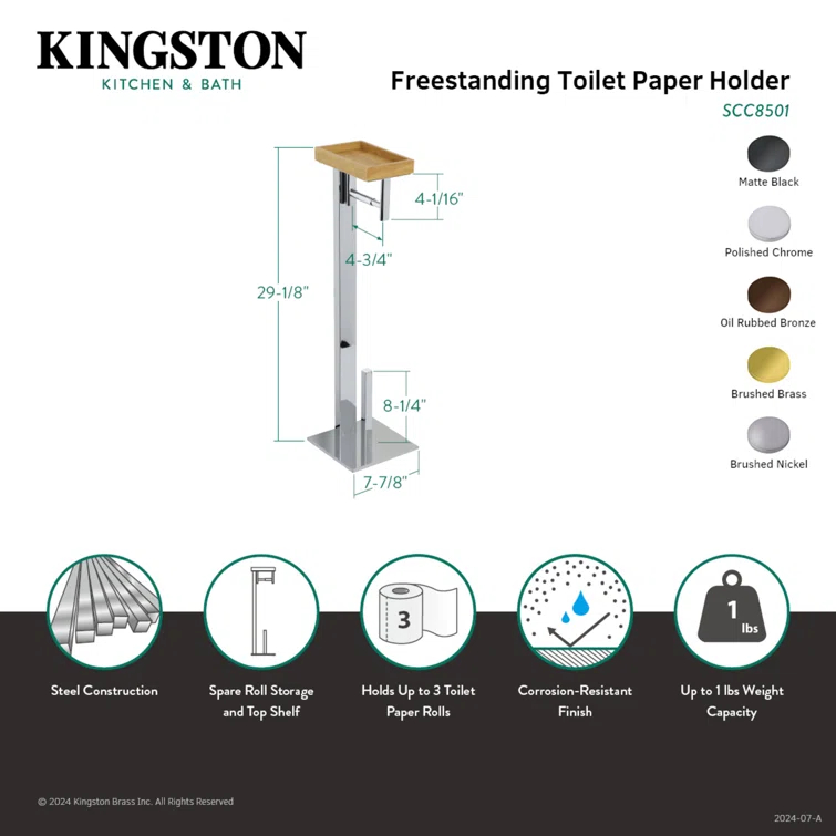 Kingston Brass SCC8500 Kingston Brass Edenscape Freestanding Toilet Paper Holder with Storage Shelf