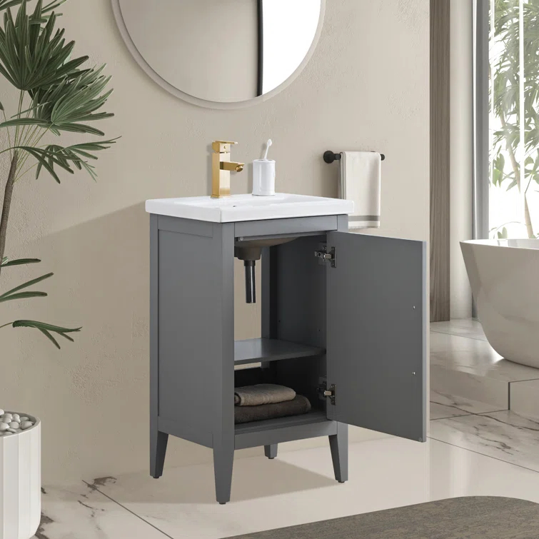 20'' Single Bathroom Vanity with Ceramic Top