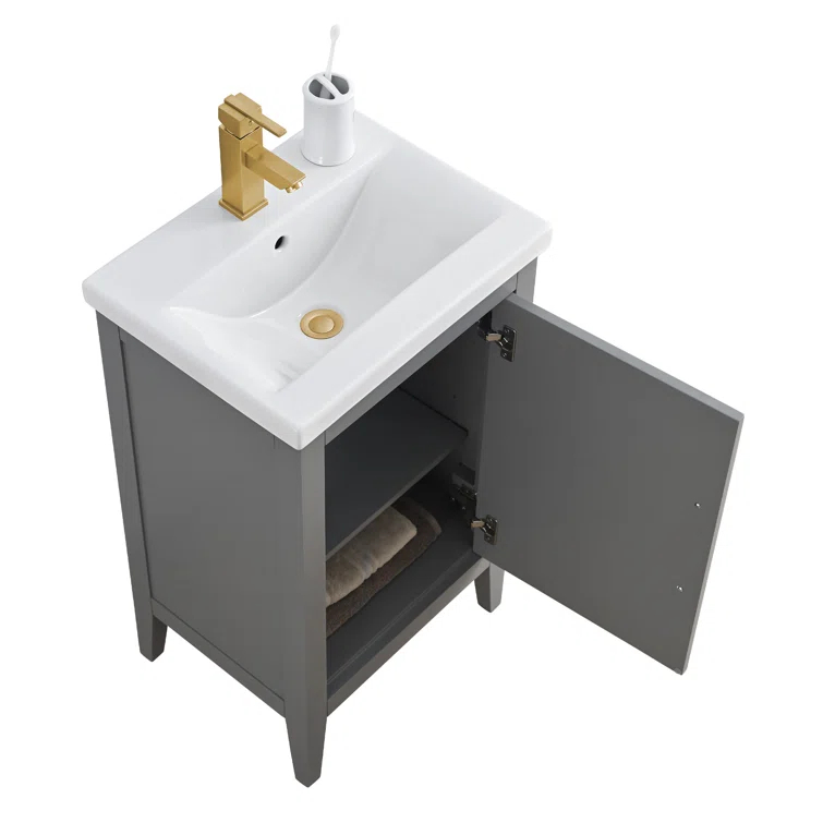 20'' Single Bathroom Vanity with Ceramic Top