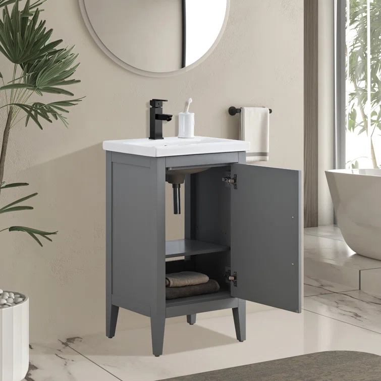 20'' Single Bathroom Vanity with Ceramic Top