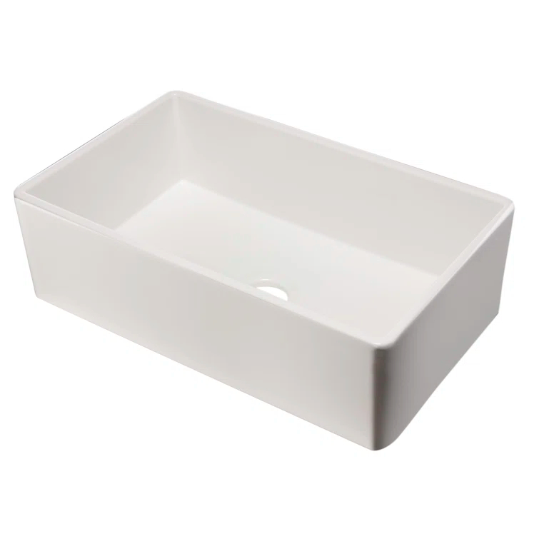 Alfi Brand 34.8'' L Farmhouse / Apron Single Bowl Fireclay Kitchen Sink AB533-W