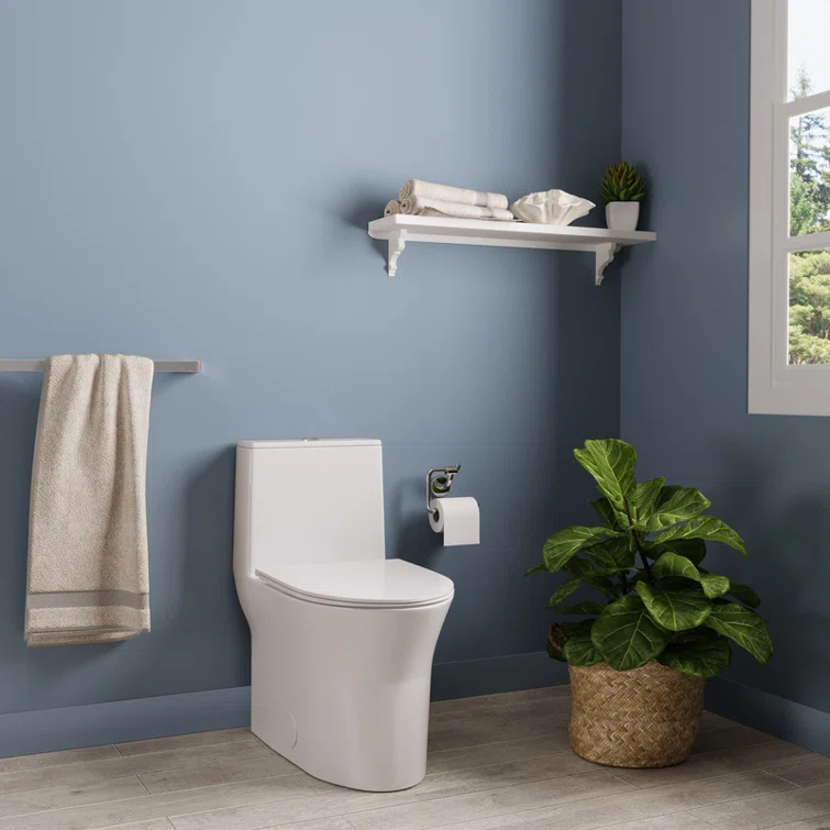 One Piece Toilet For Bathroom, Modern Bathroom Toilet with Dual Flush 1.1/1.6 Gpf Fully Skirted Toilets(Soft Close Seat)