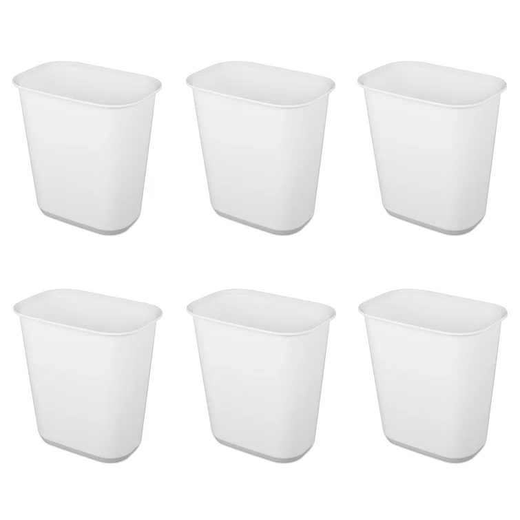 Sterilite Sterilite Rectangular Wastebasket Open Top Trash Bin, 6 Pack (Set of 6)