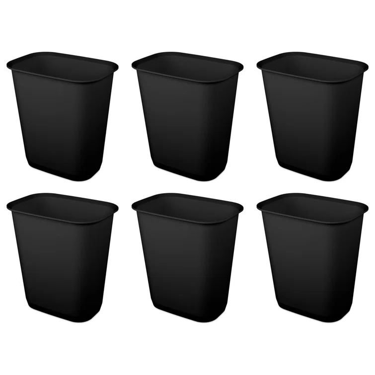 Sterilite Sterilite Rectangular Wastebasket Open Top Trash Bin, 6 Pack (Set of 6)