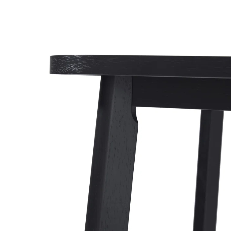 Modern Rectangle Solid Wood Veneer Dining Table for 6 with Geometric Leg Design