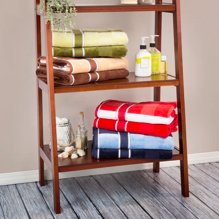 6-Piece Towel Set - Absorbent Cotton Bathroom Accessories with Bath Towels, Hand Towels, and Wash Cloths - Solid and Striped Towels by Lavish Home