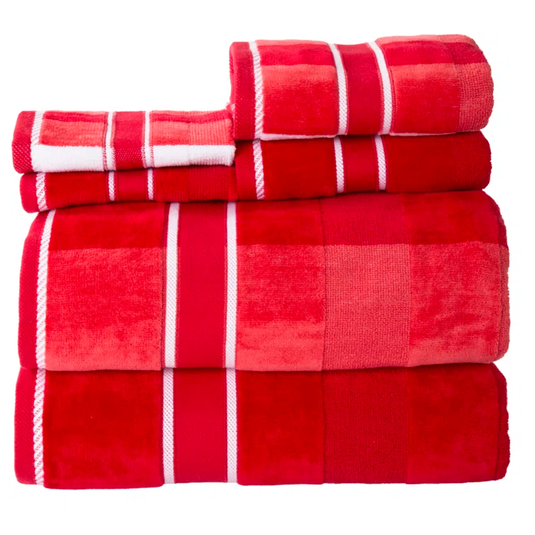 6-Piece Towel Set - Absorbent Cotton Bathroom Accessories with Bath Towels, Hand Towels, and Wash Cloths - Solid and Striped Towels by Lavish Home