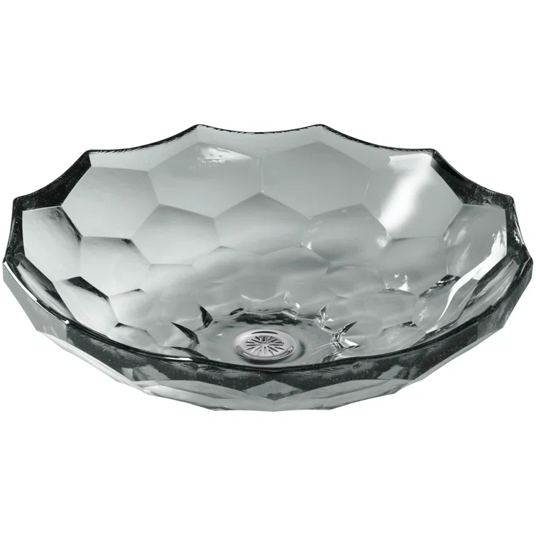 Kohler Briolette, Artist Editions Oval Faceted Glass Bathroom Vessel Sink